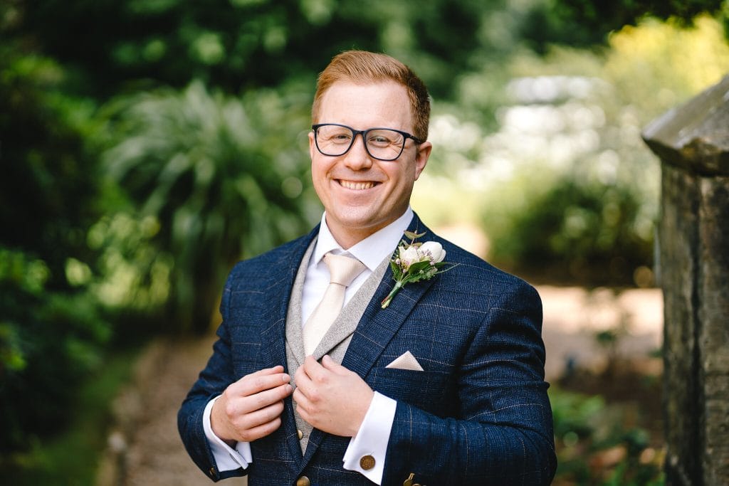 Photo of groom before the wedding ceremony by Wadhurst Castle wedding photographer, Parkershots