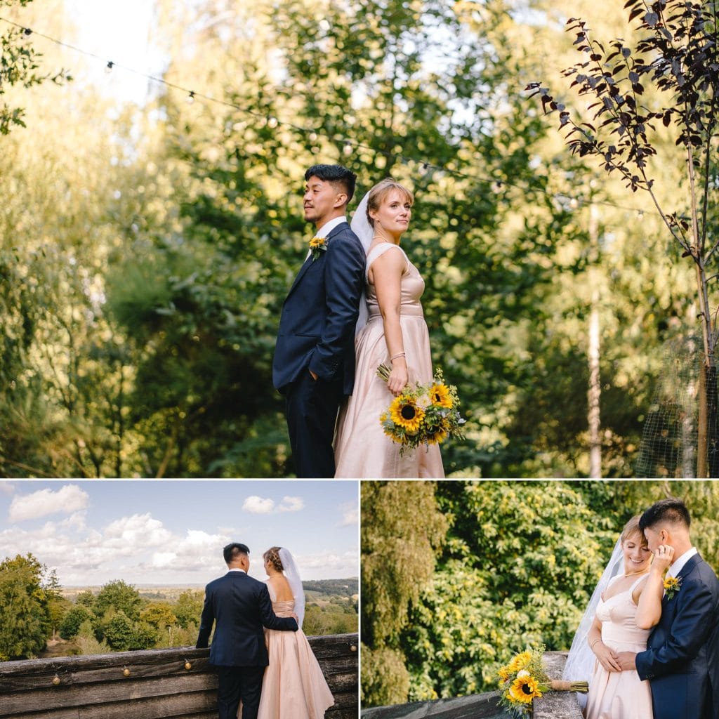 Wedding photography from Sophie & Jimmy's wedding. Photo collage shows portraits of the bride and groom